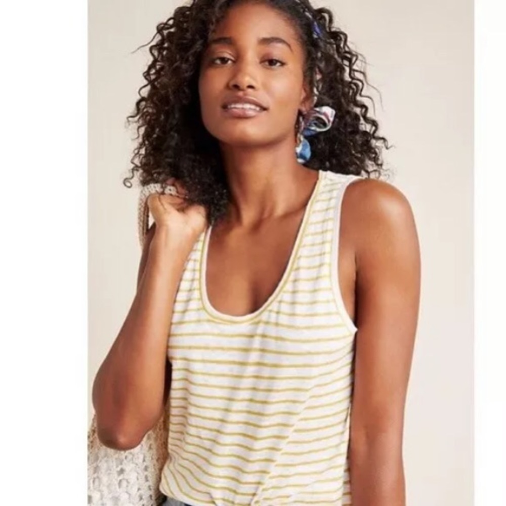 💕Anthropologie Sanctuary Linen Striped Tank Size Small